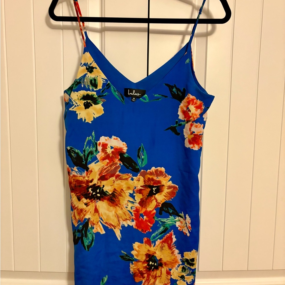 Lulu's Blue Sleeveless Mini Dress with side zipper